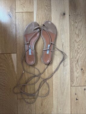Emme Parsons Susan Lace-Up Leather Sandals in Nude